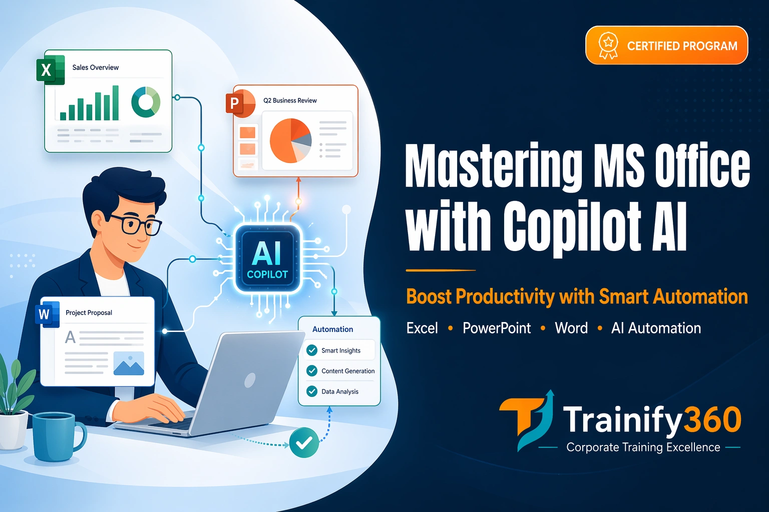 Mastering MS Office: Excel, PowerPoint, Word, Using Copilot AI